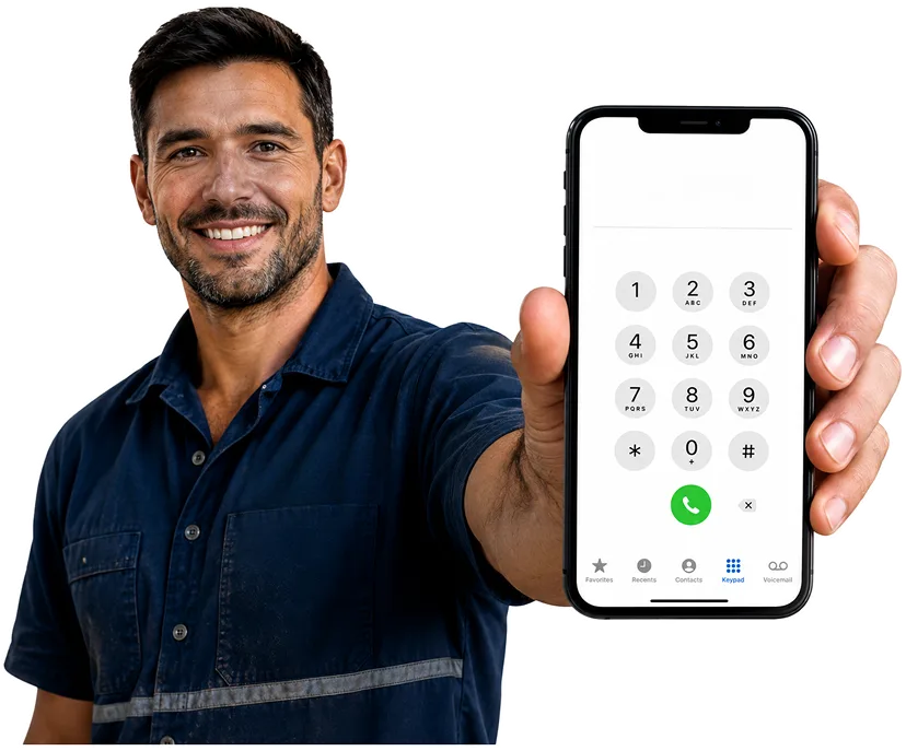 Plumber on the phone taking a Kentlyn callout
