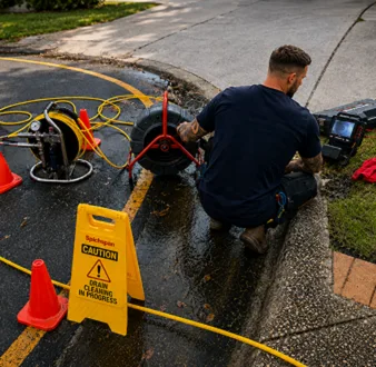 Repairing a burst drain pipe at a Kentlyn home
