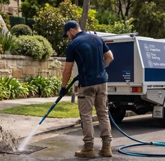 Cutting tree roots out of a Kentlyn drain